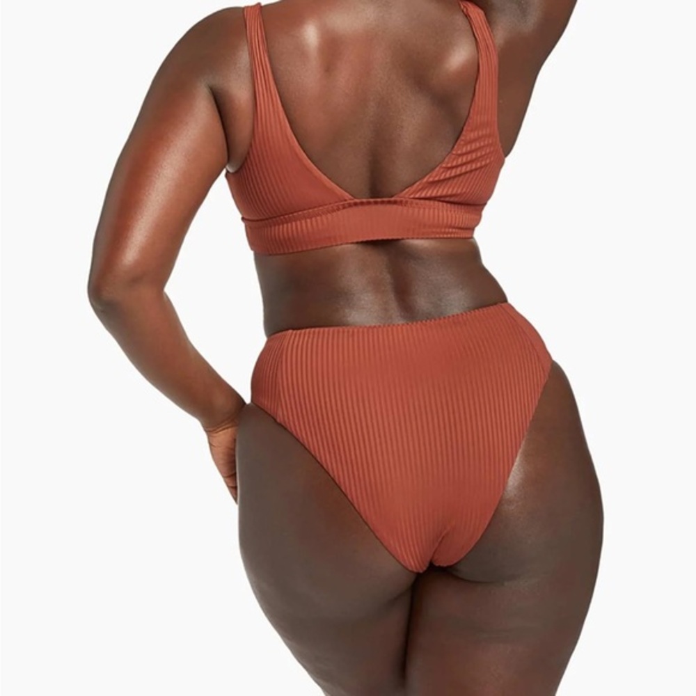 Vitamin A Ribbed Scoop Bikini Top & High Waisted Bottoms - Sienna